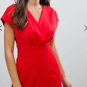 ASOS • Red Mini Cross Front Origami Dress